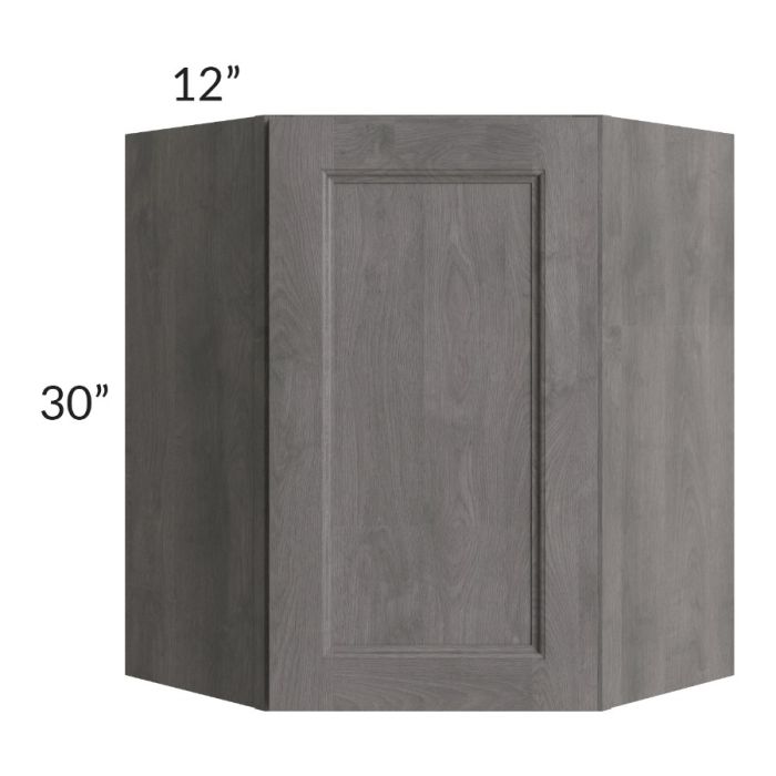 RTA Providence Slate Grey 24" x 30" Wall Diagonal Corner Cabinet with Glass Door