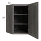 RTA Providence Slate Grey 24" x 30" Wall Diagonal Corner Cabinet with Glass Door