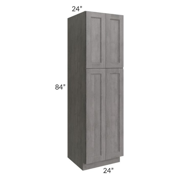 RTA Providence Slate Grey 24" x 84" Wall Pantry with 2 Decorative End Panels and 1 Roll Out Tray
