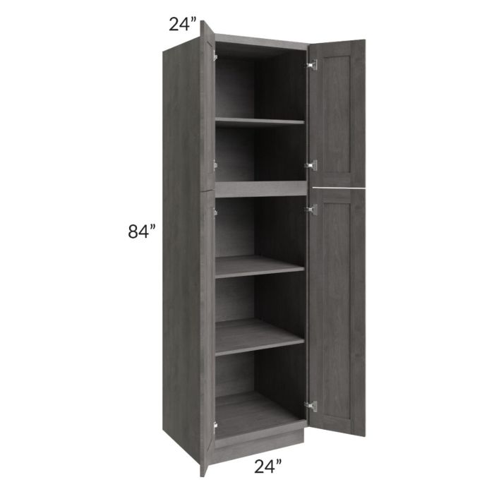 RTA Providence Slate Grey 24" x 84" Wall Pantry with 2 Decorative End Panels and 1 Roll Out Tray