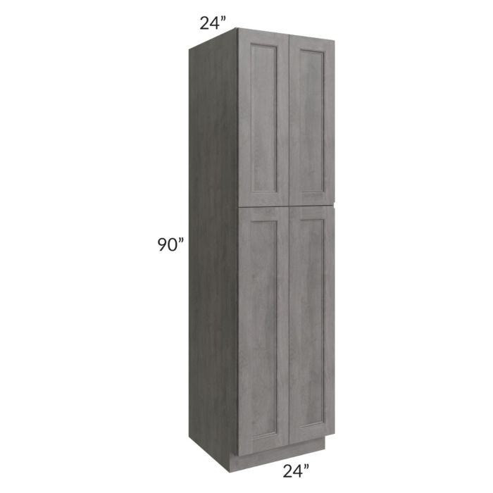 RTA Providence Slate Grey 24" x 90" Wall Pantry with 2 Decorative End Panels and 2 Roll Out Trays