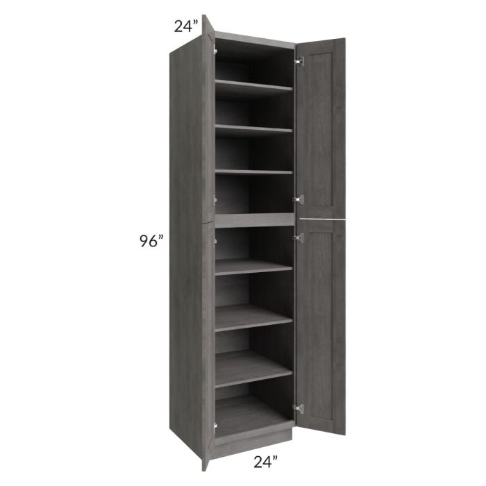 RTA Providence Slate Grey 24" x 96" Wall Pantry with 1 Decorative End Panel