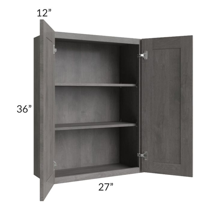 RTA Providence Slate Grey 27" x 36" Wall Cabinet with 1 Decorative End Panel
