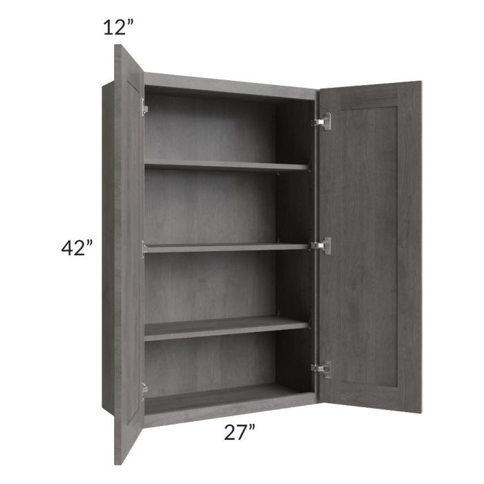 RTA Providence Slate Grey 27" x 42" Wall Cabinet with 2 Decorative End Panels
