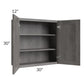 RTA Providence Slate Grey 30" x 30" Wall Cabinet with 2 Decorative End Panels and Mullion Glass Door