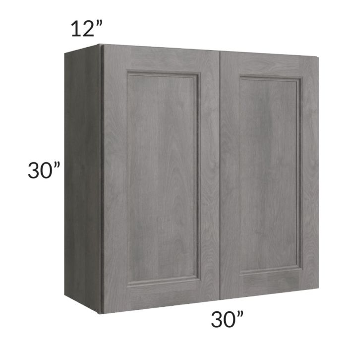 RTA Providence Slate Grey 30" x 30" Wall Cabinet with Glass Door and Mullion Glass Door