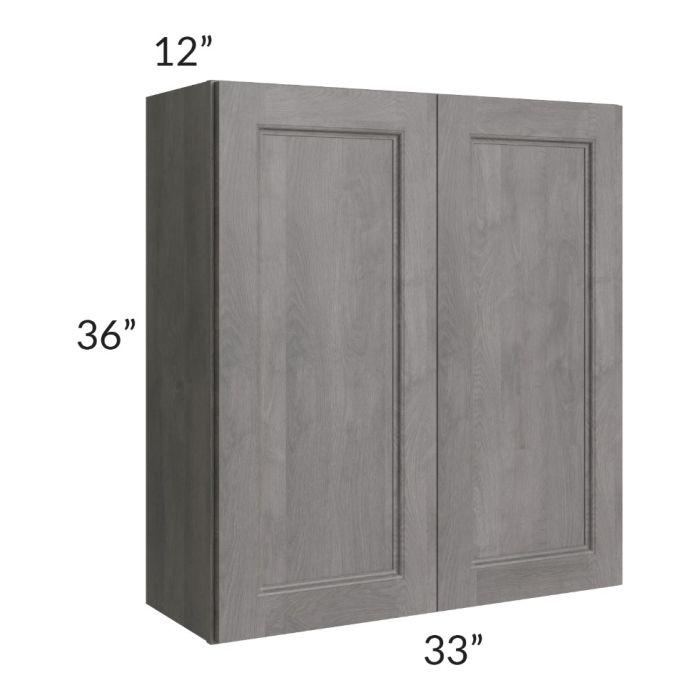 RTA Providence Slate Grey 33" x 36" Wall Cabinet with 1 Decorative End Panel