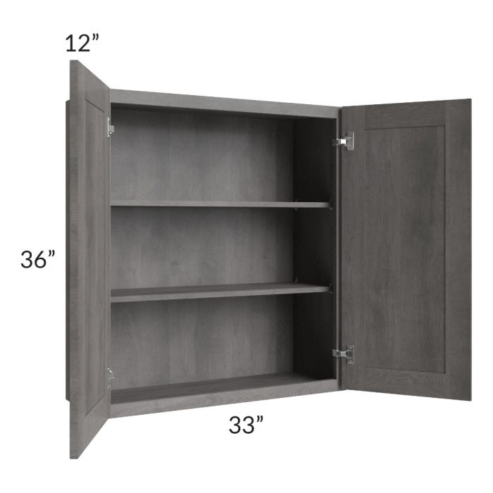 RTA Providence Slate Grey 33" x 36" Wall Cabinet with 1 Decorative End Panel