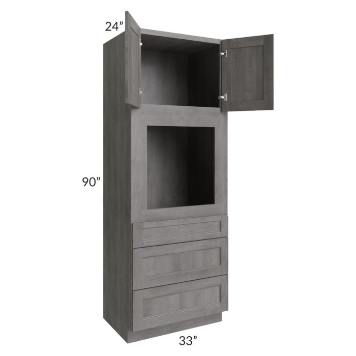 RTA Providence Slate Grey 33" x 90" Oven Cabinet with 1 Decorative End Panel