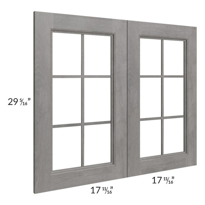 RTA Providence Slate Grey 36" x 30" Mullion Glass Doors Only with Glass Included