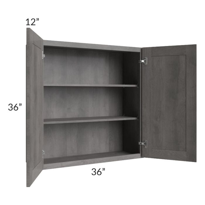 RTA Providence Slate Grey 36" x 36" Wall Cabinet with 1 Decorative End Panel