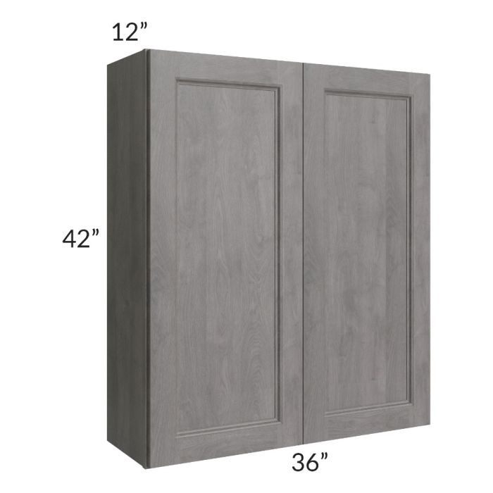 RTA Providence Slate Grey 36" x 42" Wall Cabinet with Glass Door and Mullion Glass Door