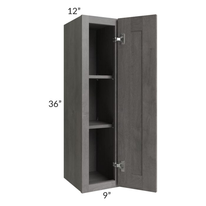 RTA Providence Slate Grey 9" x 36" Wall Cabinet with 1 Decorative End Panel
