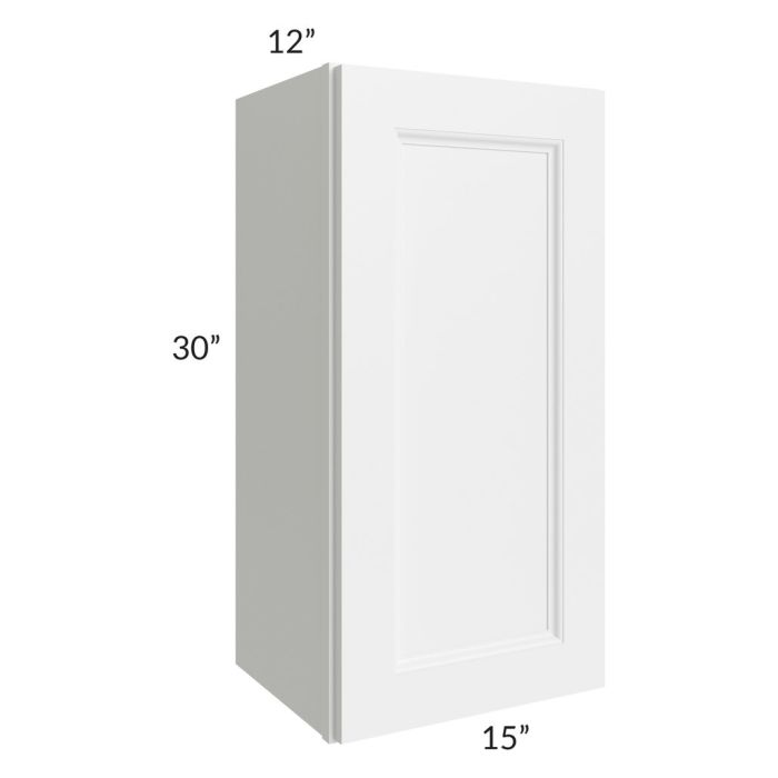 RTA Providence White 15" x 30" Wall Cabinet with 2 Decorative End Panels, Glass Door, and Mullion Glass Door