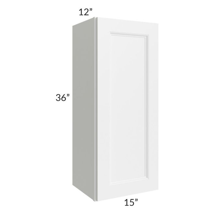 RTA Providence White 15" x 36" Wall Cabinet with 1 Decorative End Panel and Mullion Glass Door