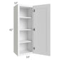 RTA Providence White 15" x 42" Wall Cabinet with Glass Door and Mullion Glass Door
