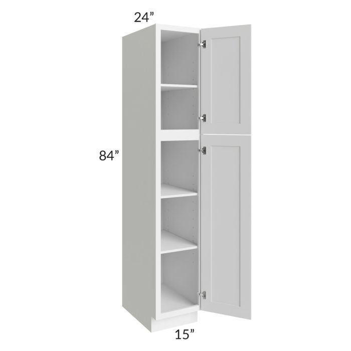 RTA Providence White 15" x 84" Wall Pantry Cabinet with 1 Decorative End Panel and 2 Roll Out Trays