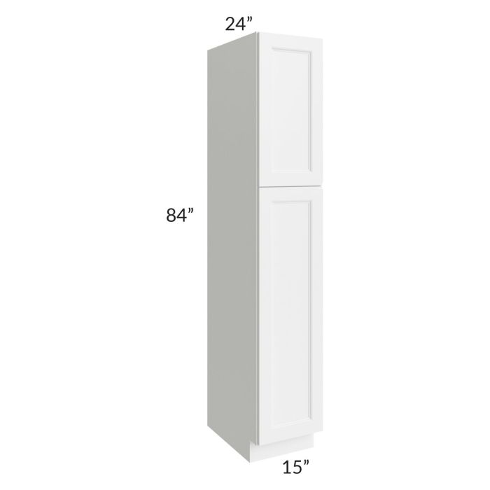 RTA Providence White 15" x 84" Wall Pantry Cabinet with 2 Decorative End Panels and 4 Roll Out Trays