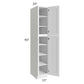 RTA Providence White 15" x 90" Wall Pantry Cabinet with 1 Decorative End Panel and 4 Roll Out Trays
