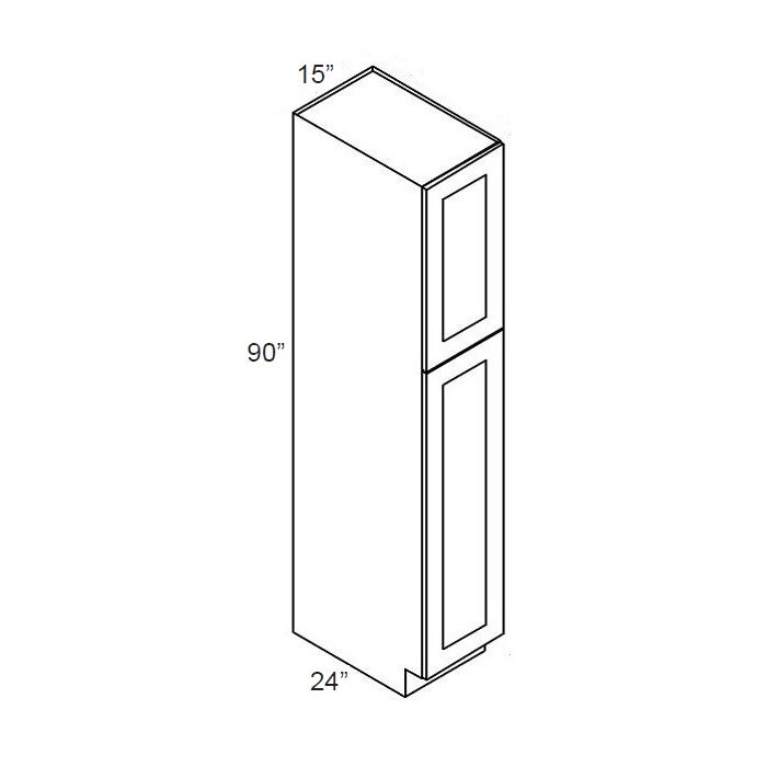 RTA Providence White 15" x 90" Wall Pantry Cabinet with 2 Decorative End Panels and 2 Roll Out Trays