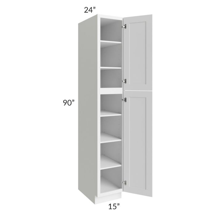 RTA Providence White 15" x 90" Wall Pantry Cabinet with 2 Decorative End Panels and 2 Roll Out Trays