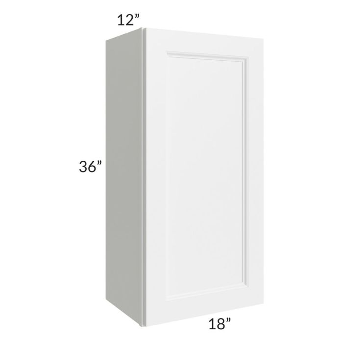 RTA Providence White 18" x 36" Wall Cabinet with 2 Decorative End Panels, Glass Door, and Mullion Glass Door