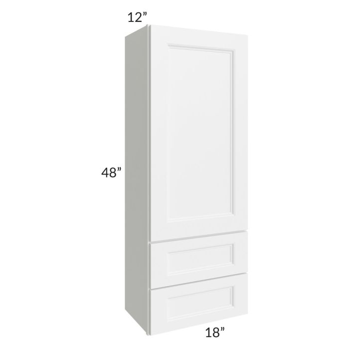RTA Providence White 18" x 48" Wall Cabinet With Drawers with Glass Door and Mullion Glass Door