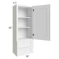 RTA Providence White 18" x 48" Wall Cabinet With Drawers with Glass Door and Mullion Glass Door