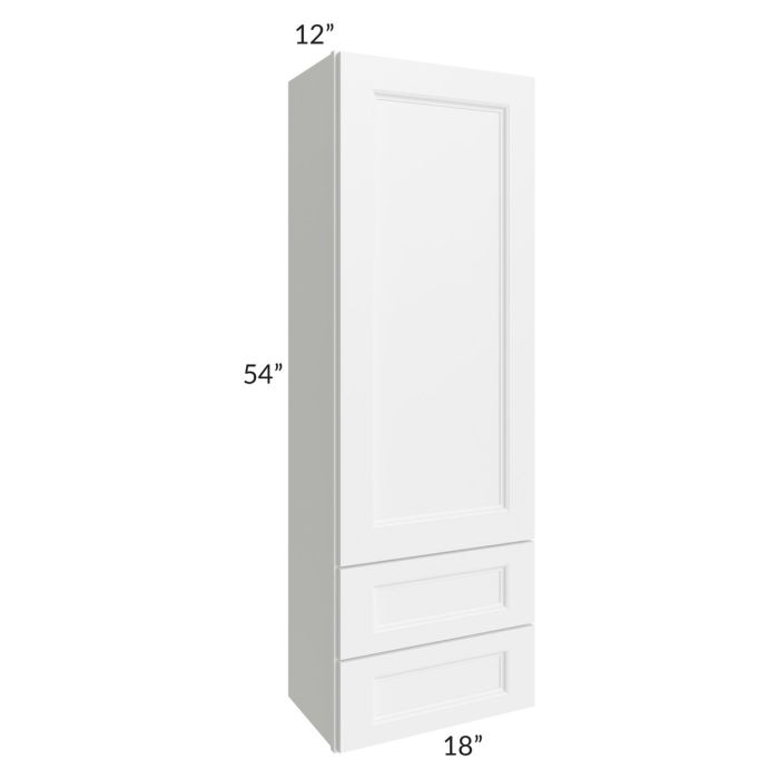 RTA Providence White 18" x 54" Wall Cabinet With Drawers with Glass Door