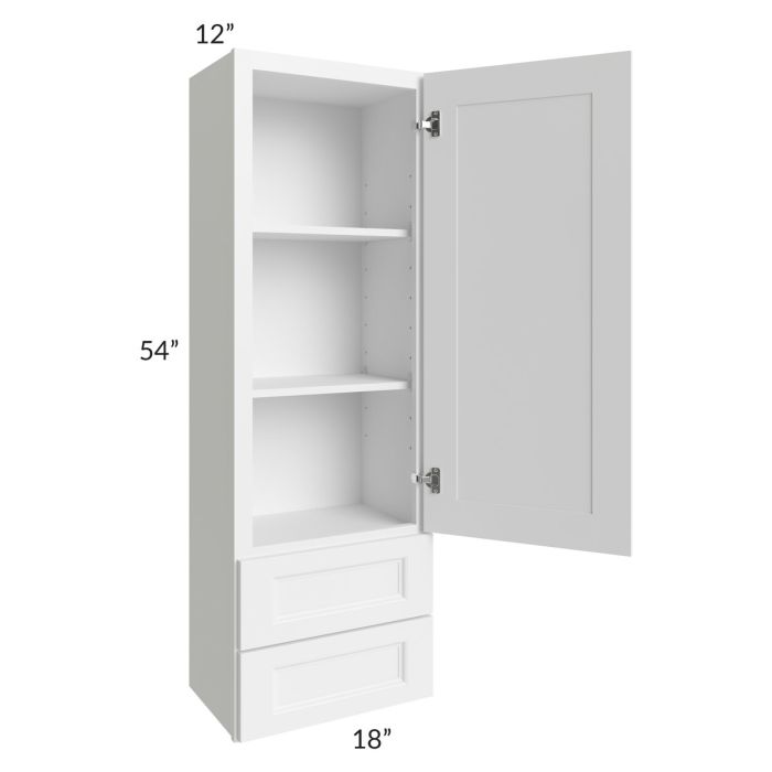 RTA Providence White 18" x 54" Wall Cabinet With Drawers with Glass Door