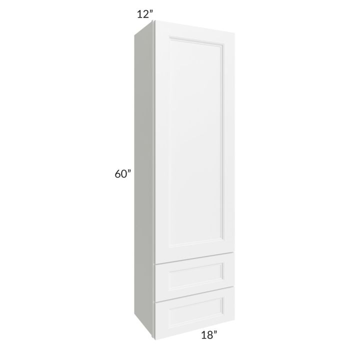 RTA Providence White 18" x 60" Wall Cabinet With Drawers with Glass Door