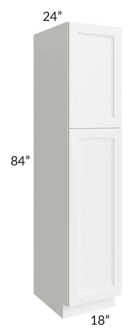 RTA Providence White 18" x 84" Wall Pantry Cabinet with 2 Decorative End Panels and 4 Roll Out Trays