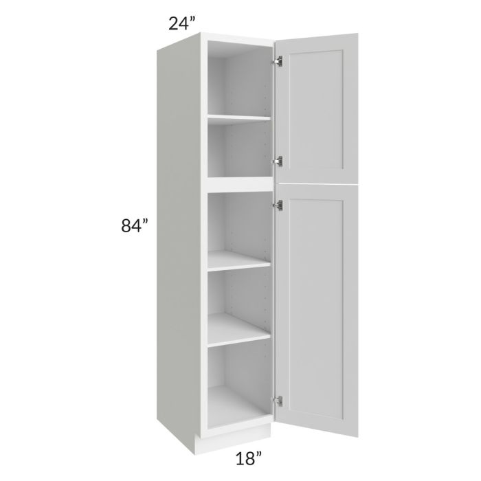 RTA Providence White 18" x 84" Wall Pantry Cabinet with 2 Decorative End Panels and 4 Roll Out Trays