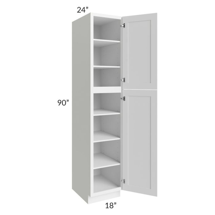 RTA Providence White 18" x 90" Wall Pantry Cabinet with 1 Decorative End Panel and 3 Roll Out Trays