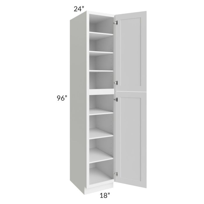 RTA Providence White 18" x 96" Wall Pantry Cabinet with 2 Decorative End Panels and 2 Roll Out Trays