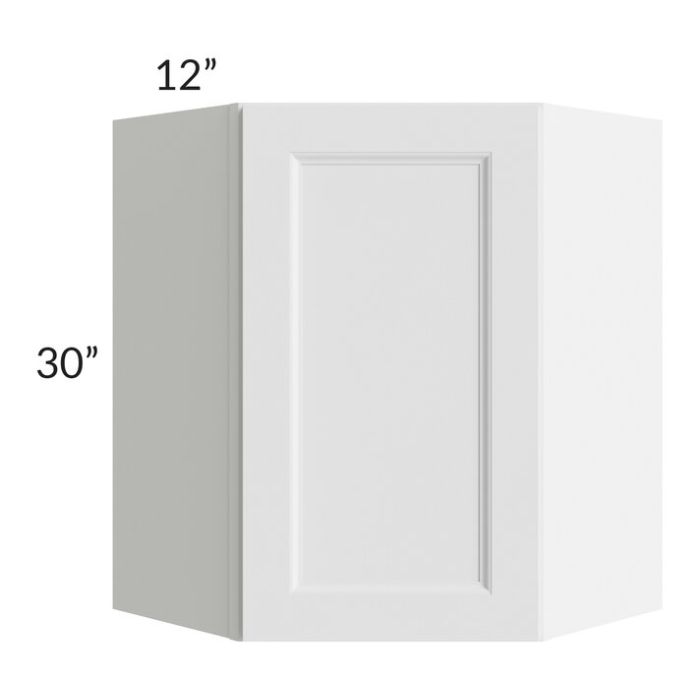 RTA Providence White 24" x 30" Wall Diagonal Corner Cabinet with Mullion Glass Door