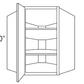 RTA Providence White 24" x 30" Wall Diagonal Corner Cabinet with Mullion Glass Door