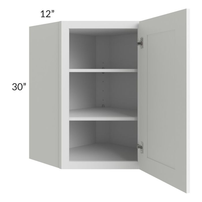 RTA Providence White 24" x 30" Wall Diagonal Corner Cabinet with Mullion Glass Door