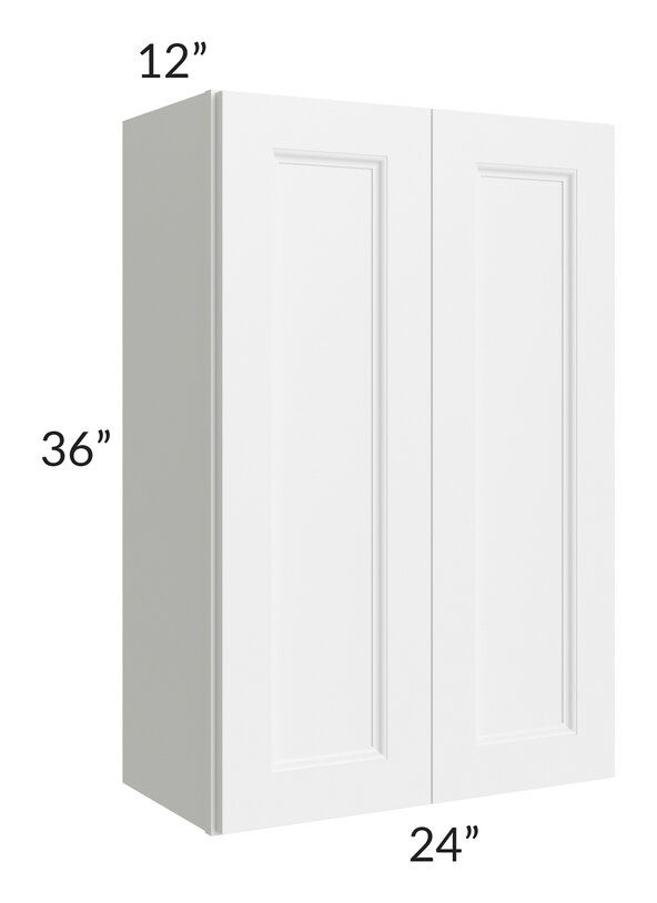 RTA Providence White 24" x 36" Wall Cabinet with 1 Decorative End Panel and Mullion Glass Door
