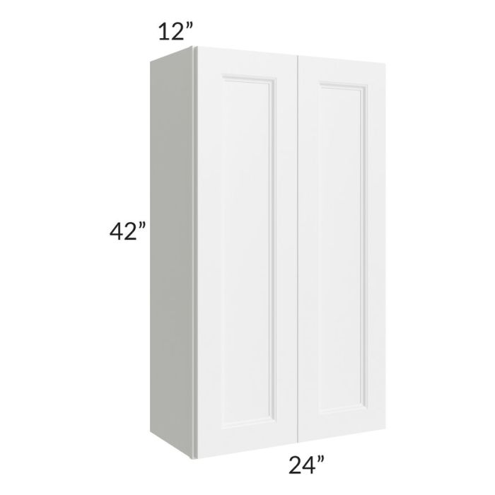 RTA Providence White 24" x 42" Wall Cabinet with 1 Decorative End Panel and Mullion Glass Door