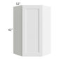 RTA Providence White 24" x 42" Wall Diagonal Corner Cabinet with Glass Door and Mullion Glass Door