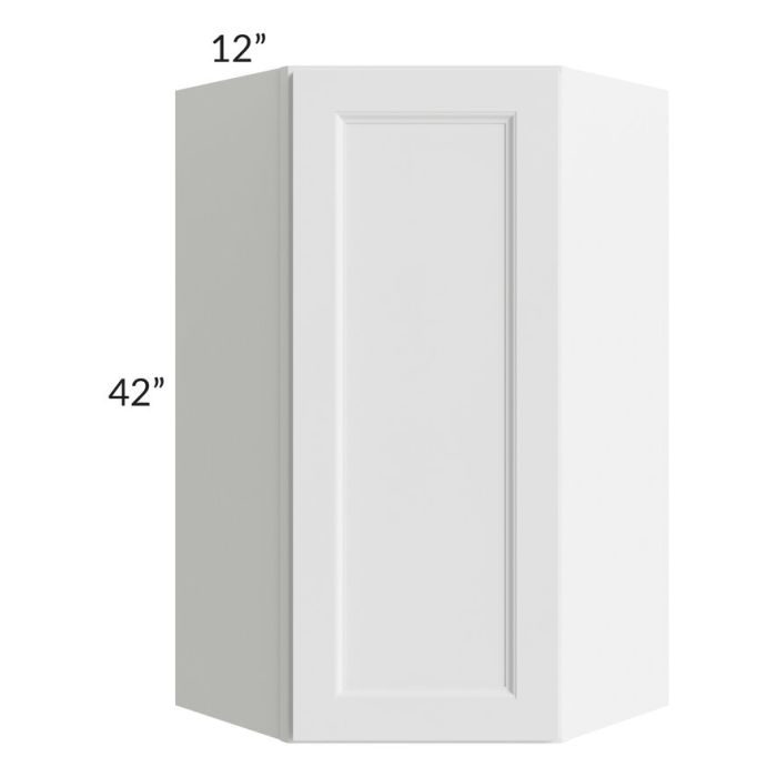 RTA Providence White 24" x 42" Wall Diagonal Corner Cabinet with Glass Door and Mullion Glass Door