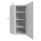 RTA Providence White 24" x 42" Wall Diagonal Corner Cabinet with Glass Door and Mullion Glass Door
