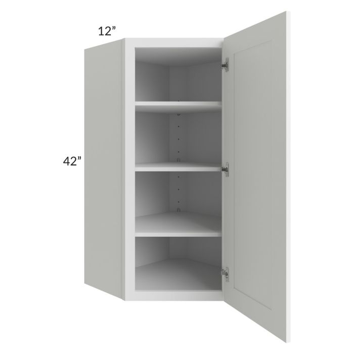 RTA Providence White 24" x 42" Wall Diagonal Corner Cabinet with Glass Door and Mullion Glass Door