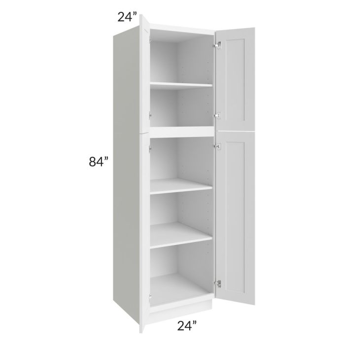 RTA Providence White 24" x 84" Wall Pantry Cabinet with 2 Decorative End Panels and 4 Roll Out Trays