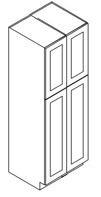 RTA Providence White 24" x 90" Wall Pantry Cabinet with 2 Decorative End Panels and 3 Roll Out Trays