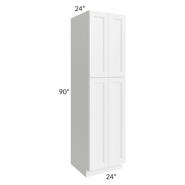 RTA Providence White 24" x 90" Wall Pantry Cabinet with 2 Decorative End Panels and 4 Roll Out Trays