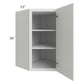 RTA Providence White 27" x 36" x 15" Wall Diagonal Corner Cabinet with Glass Door and Mullion Glass Door