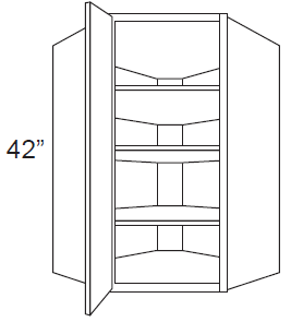 RTA Providence White 27" x 42" x 15" Wall Diagonal Corner Cabinet with Glass Door