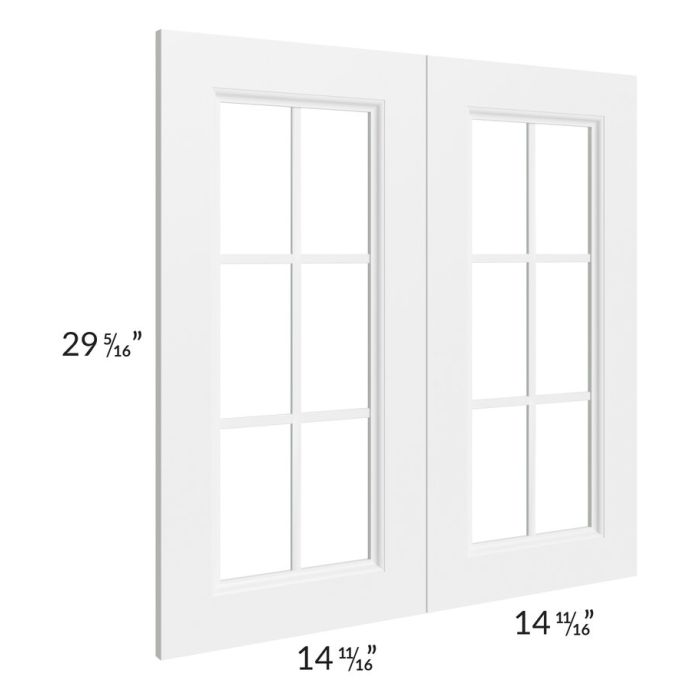 RTA Providence White 30" x 30" Mullion Glass Door Only with Glass Included